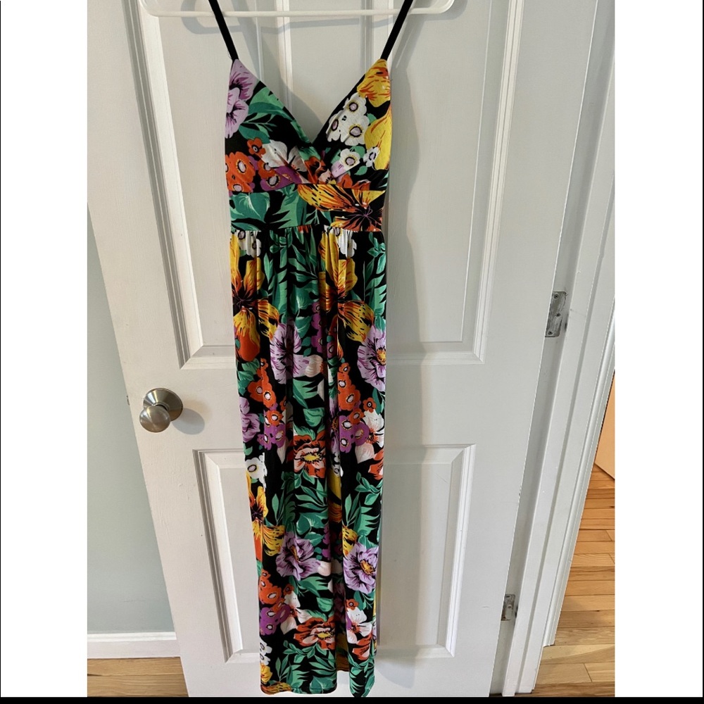 Long to the floor/ankle floral dress, size small, brand is Derek heart